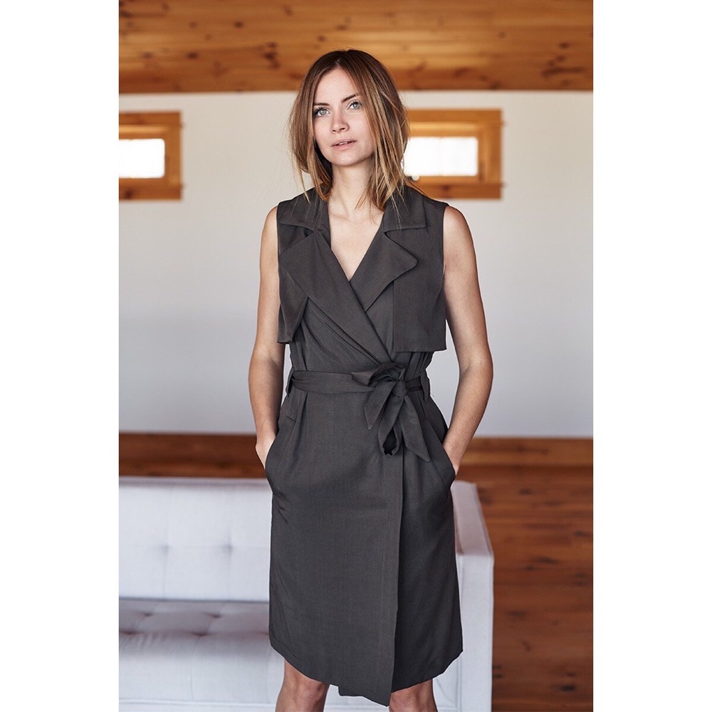 Emerson Fry Trench Dress Wrap Vest Olive 00
